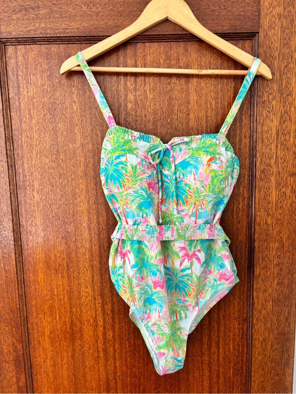 Women's One-Piece Swimsuit SweetHoney Tropical Palm (Pink & Green)